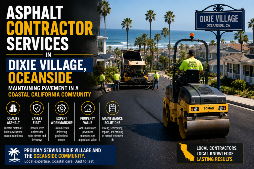 Asphalt Contractor Services in Dixie Village, Oceanside: Maintaining Pavement in a Coastal California Community